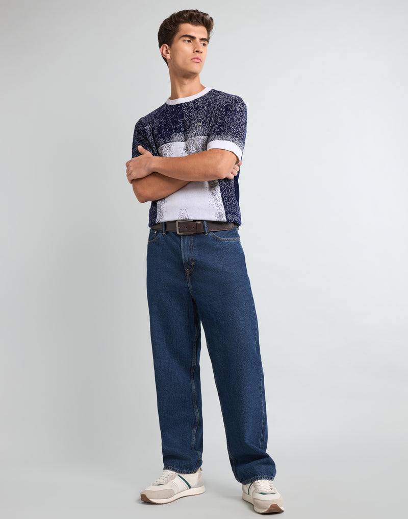 Bloom Navyblue With White Knitted Cotton T-Shirt