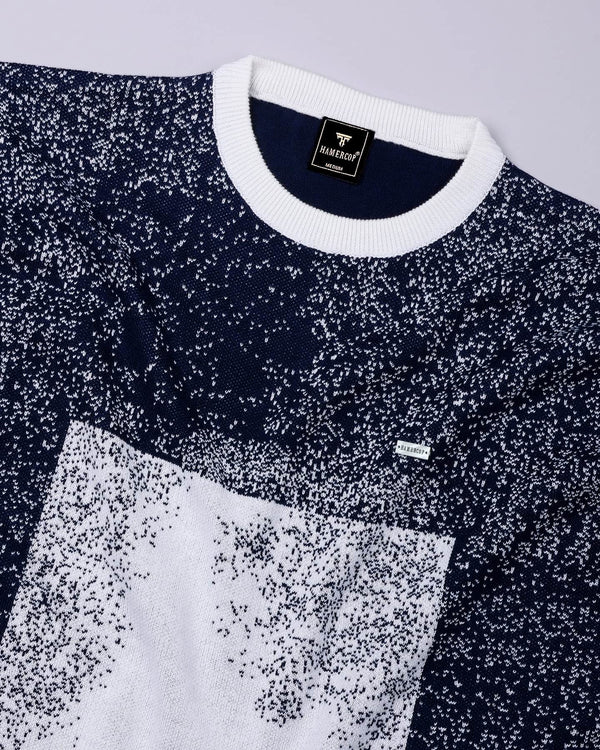 Bloom Navyblue With White Knitted Cotton T-Shirt