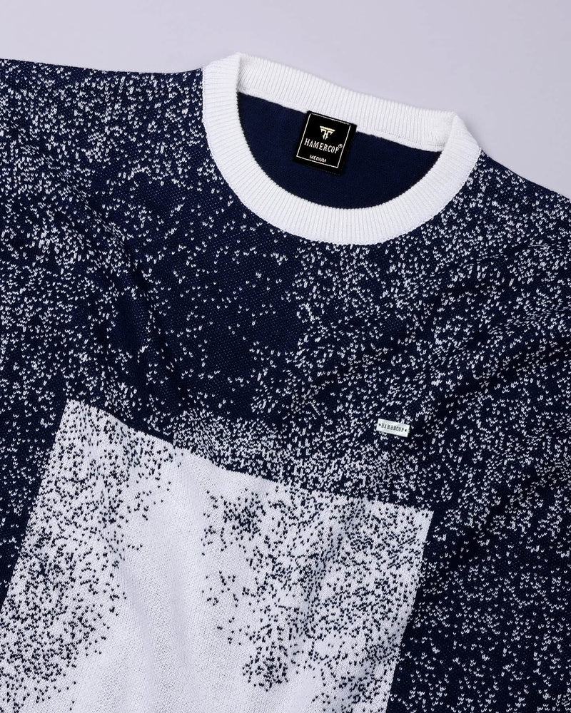 Bloom Navyblue With White Knitted Cotton T-Shirt