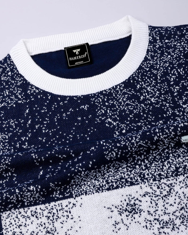 Bloom Navyblue With White Knitted Cotton T-Shirt