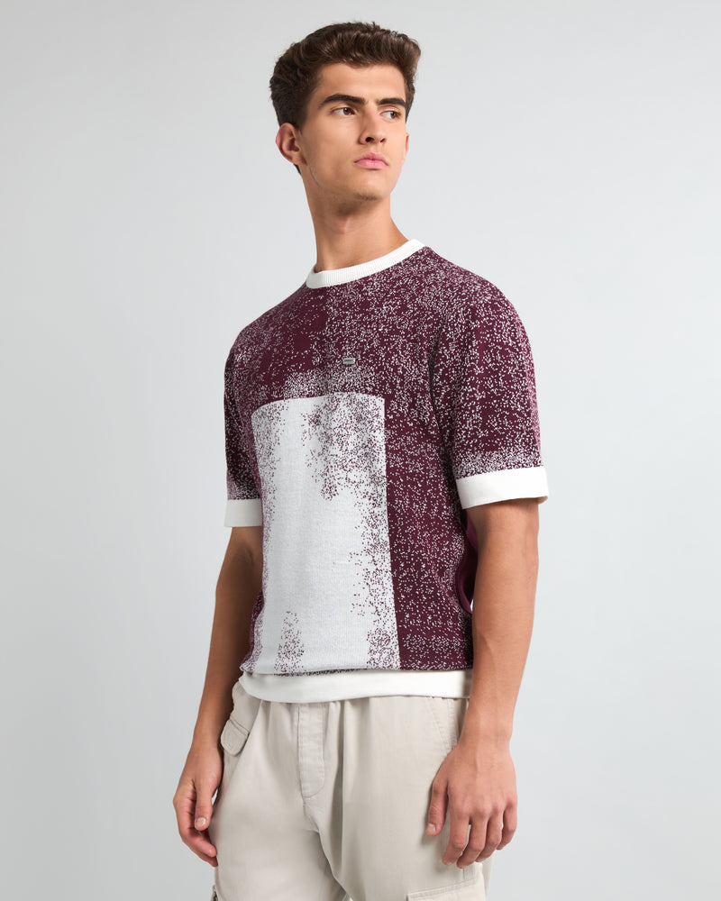 Bloom Wine Purple With White Knitted Cotton T-Shirt