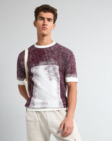 Bloom Wine Purple With White Knitted Cotton T-Shirt