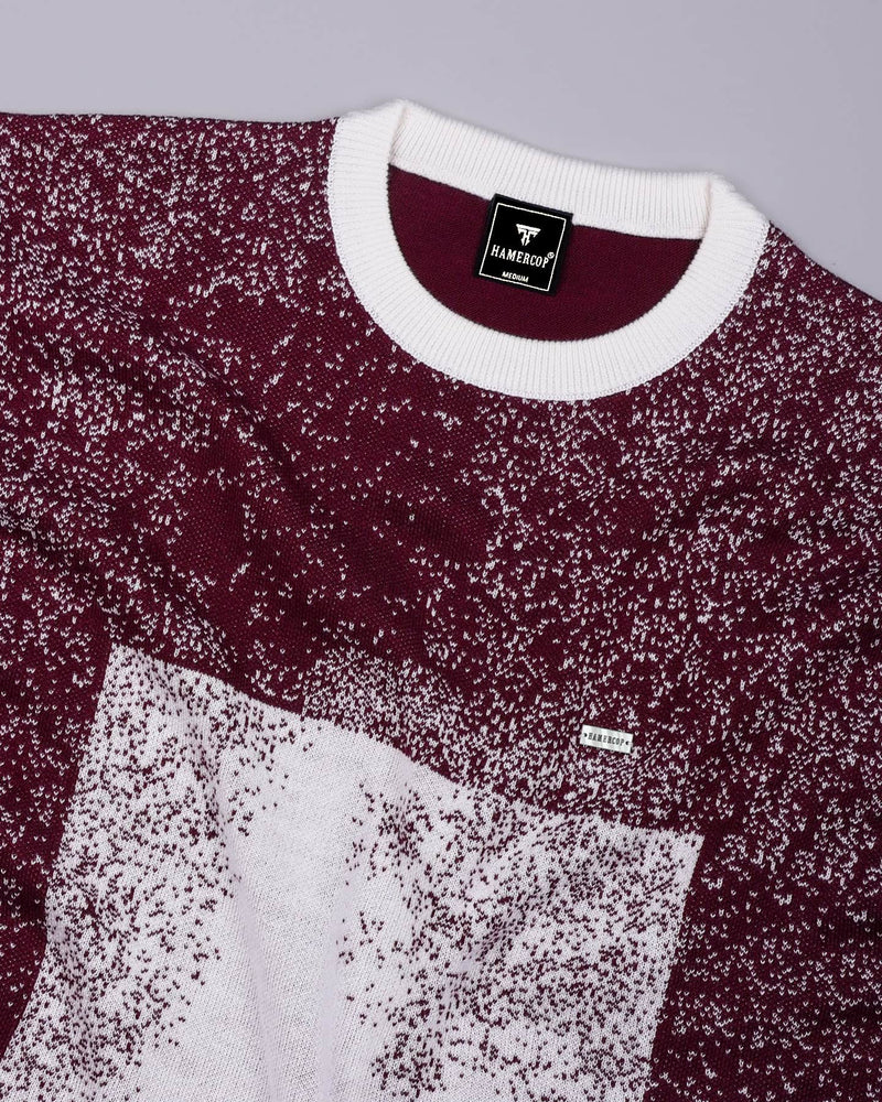 Bloom Wine Purple With White Knitted Cotton T-Shirt