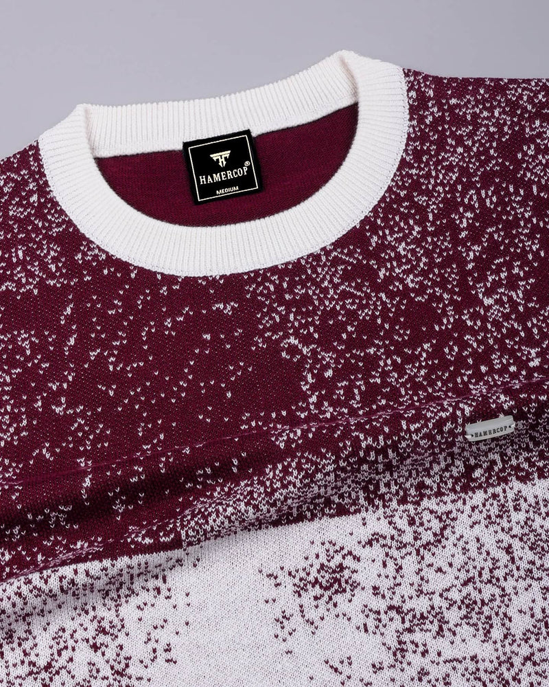Bloom Wine Purple With White Knitted Cotton T-Shirt
