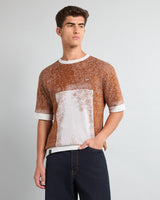 Bloom Mustard Brown With White Knitted Cotton T-Shirt