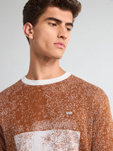 Bloom Mustard Brown With White Knitted Cotton T-Shirt
