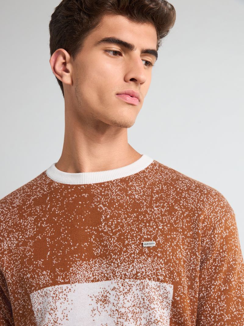Bloom Mustard Brown With White Knitted Cotton T-Shirt