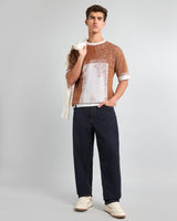 Bloom Mustard Brown With White Knitted Cotton T-Shirt