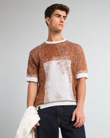 Bloom Mustard Brown With White Knitted Cotton T-Shirt