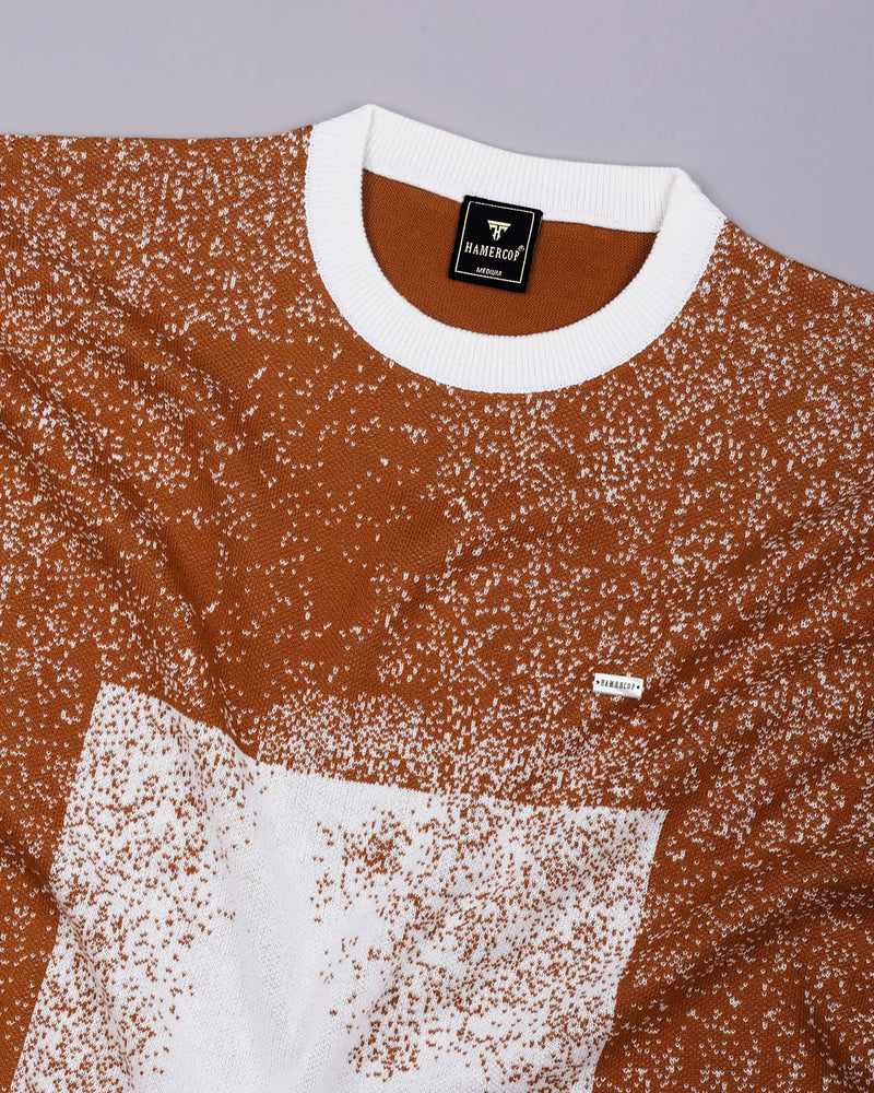 Bloom Mustard Brown With White Knitted Cotton T-Shirt