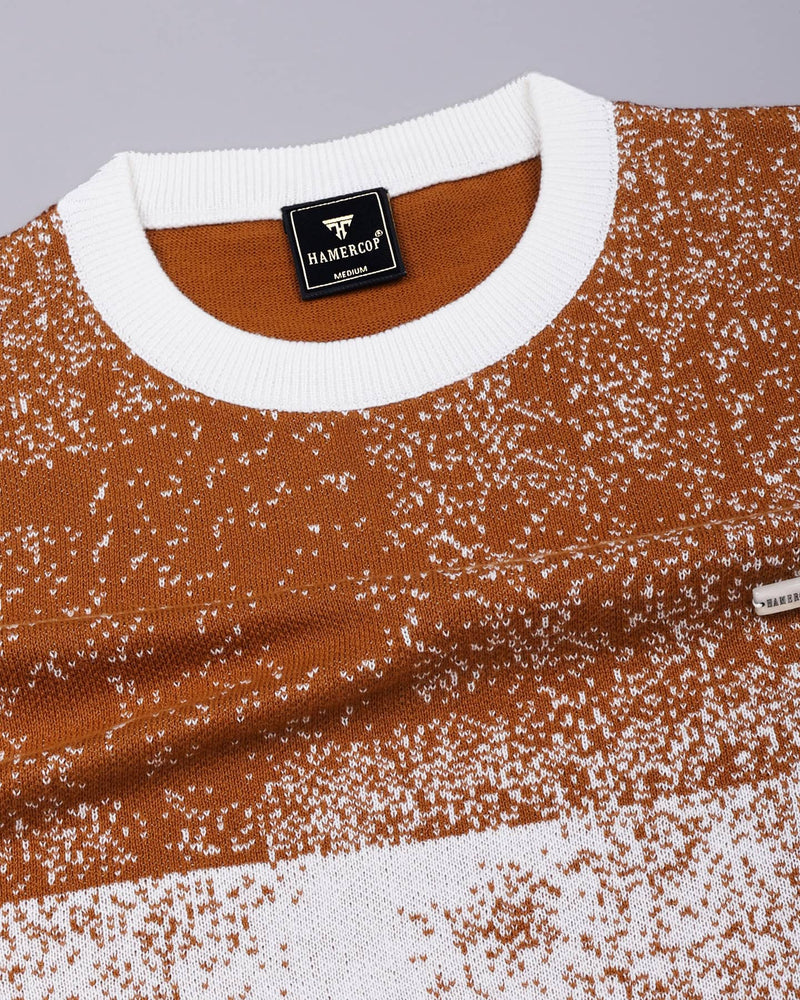 Bloom Mustard Brown With White Knitted Cotton T-Shirt