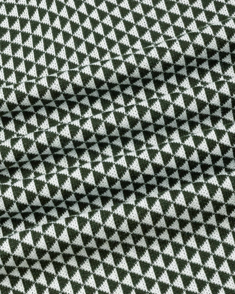 Tuna Green With White Knitted Cotton Polo T-Shirt