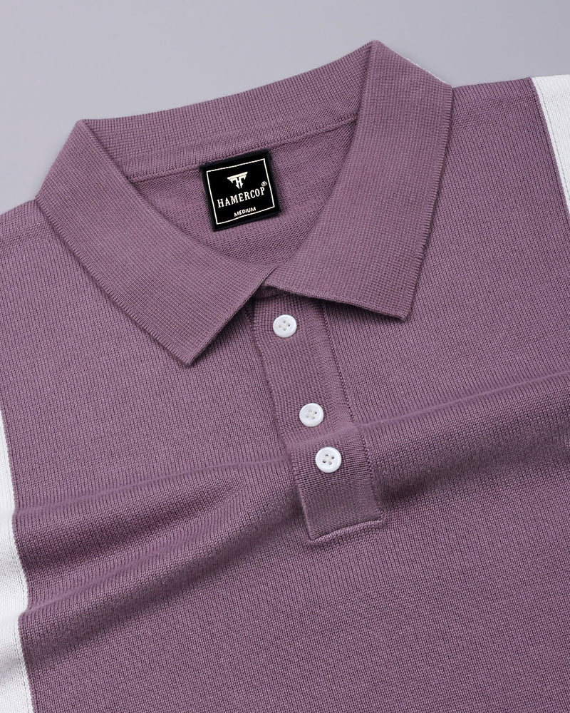 Ashton Onion Pink With White Knitted Cotton Polo T-Shirt