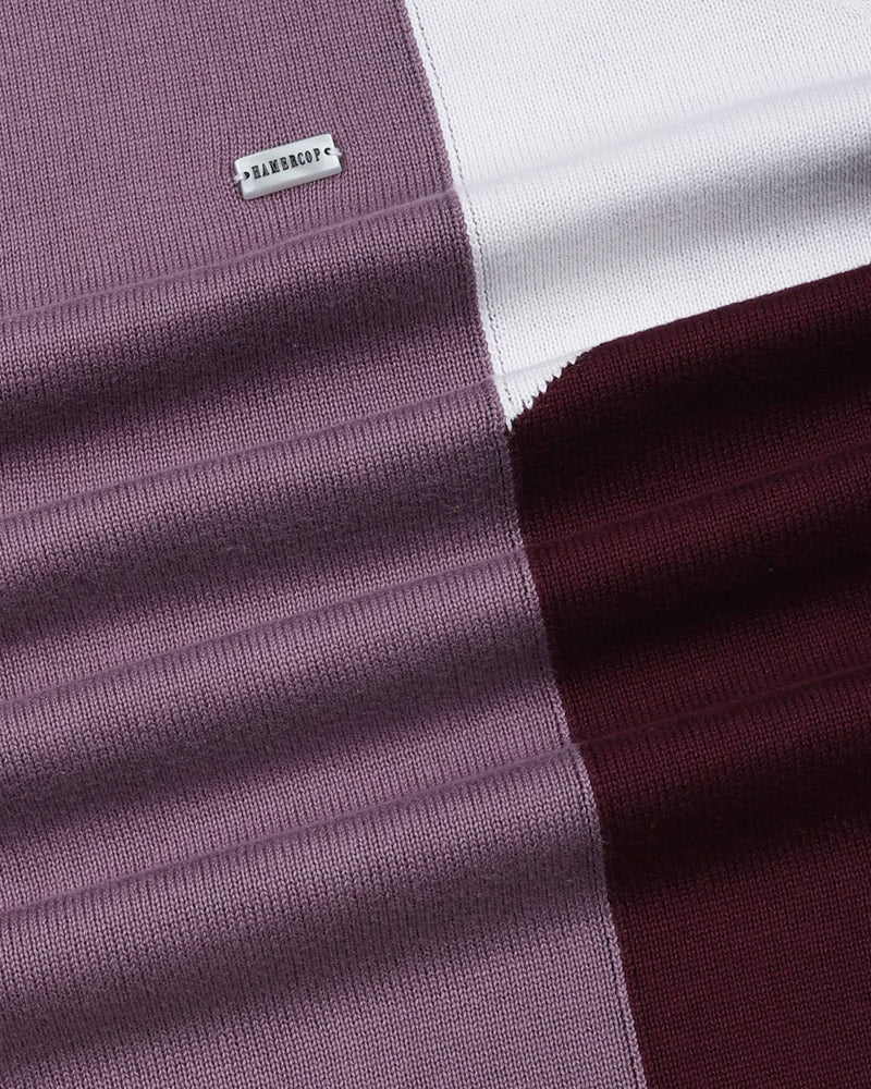 Ashton Onion Pink With White Knitted Cotton Polo T-Shirt