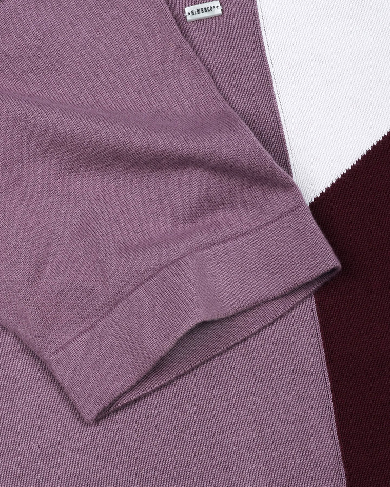 Ashton Onion Pink With White Knitted Cotton Polo T-Shirt