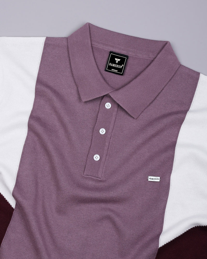 Ashton Onion Pink With White Knitted Cotton Polo T-Shirt