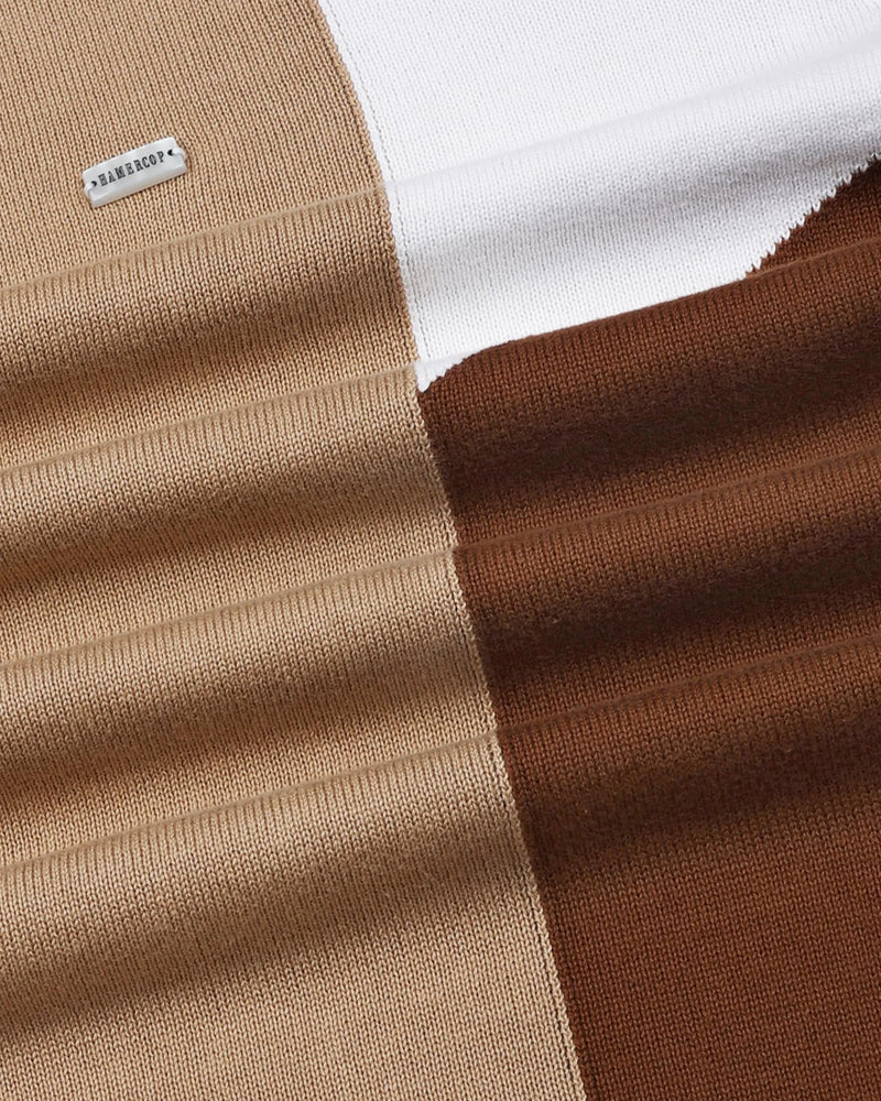 Ashton Cream With White Knitted Cotton Polo T-Shirt