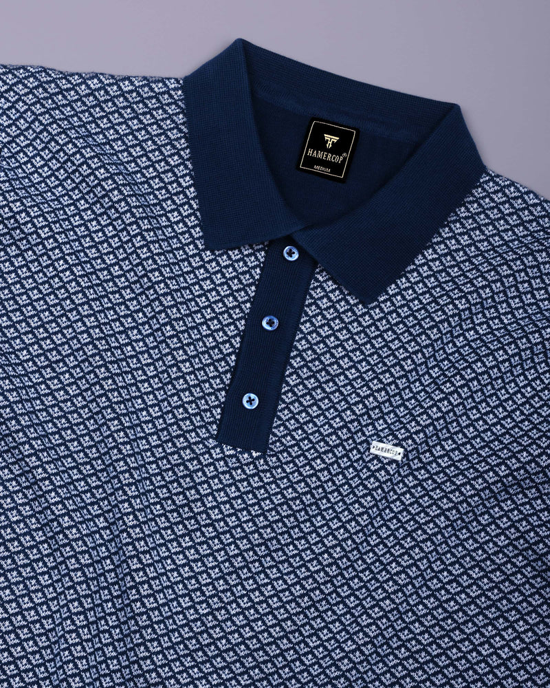 Formin Blue Knitted Cotton Polo T-Shirt