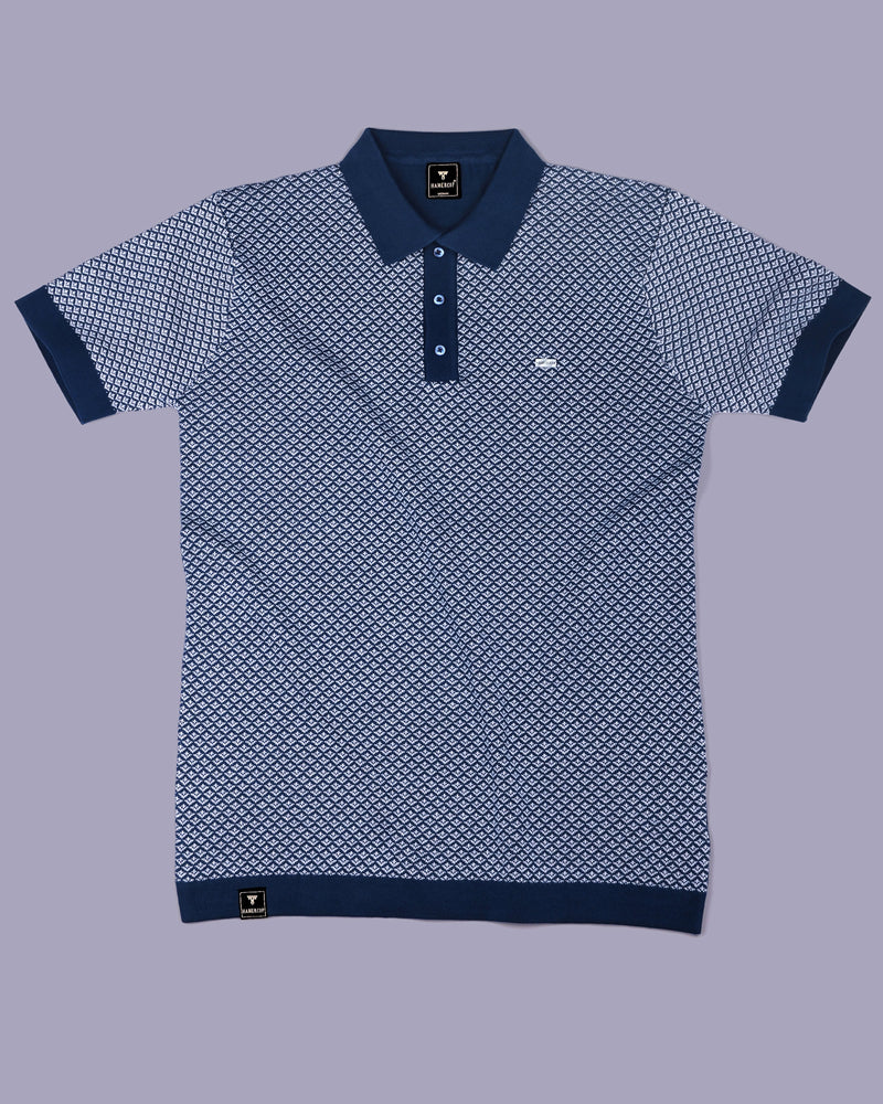 Formin Blue Knitted Cotton Polo T-Shirt