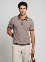 Formin Peanut Brown Knitted Cotton Polo T-Shirt