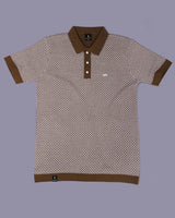 Formin Peanut Brown Knitted Cotton Polo T-Shirt