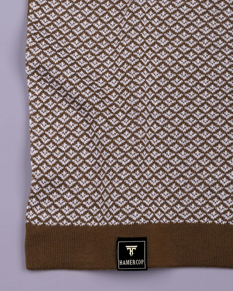 Formin Peanut Brown Knitted Cotton Polo T-Shirt