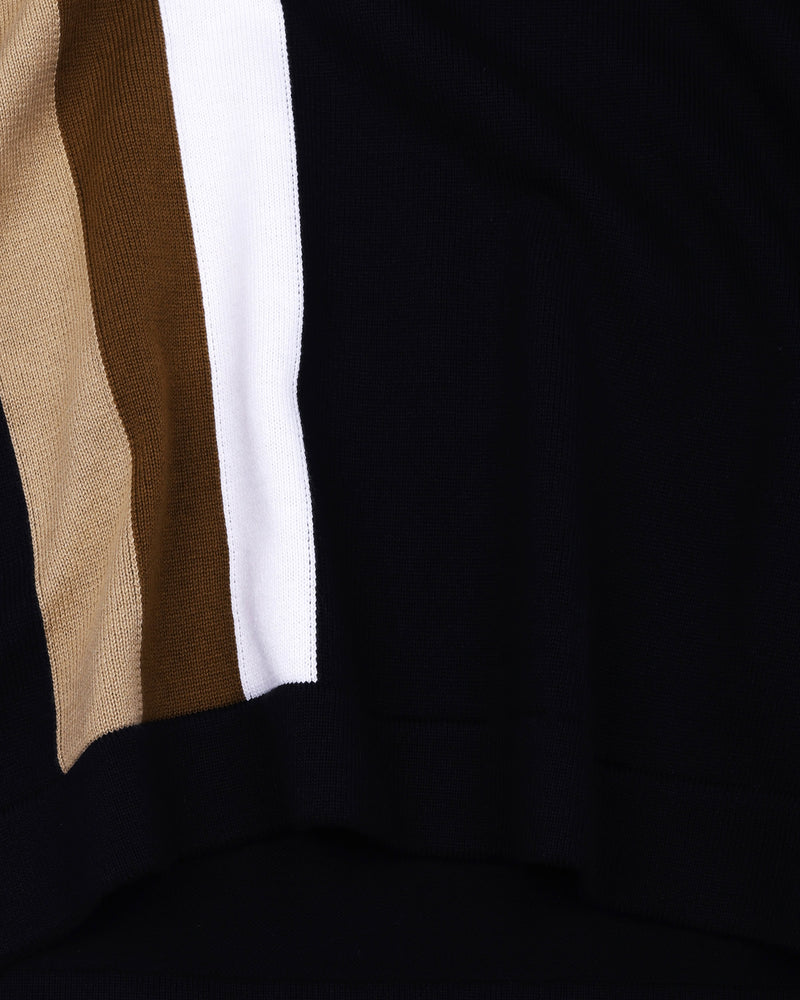 Kelvin Black Knitted Cotton Zipper Polo Designer T-Shirt