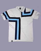Kelvin Ivory Cream Melange Knitted Zipper Polo Designer T-Shirt
