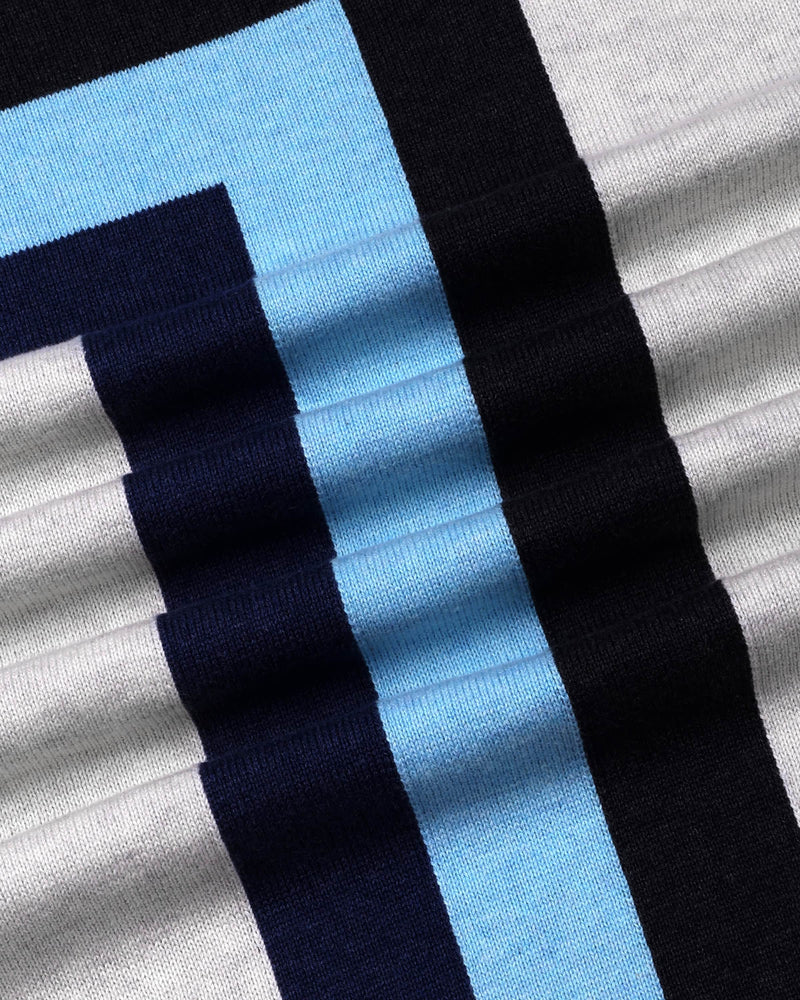 Kelvin Ivory Cream Melange Knitted Zipper Polo Designer T-Shirt