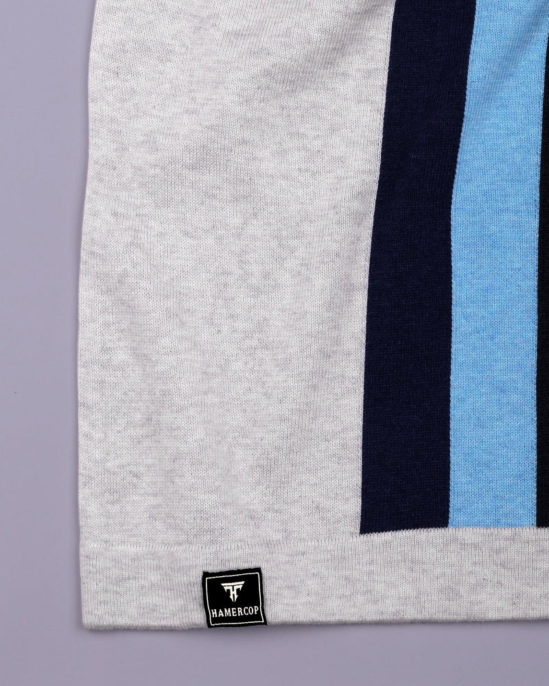 Kelvin Ivory Cream Melange Knitted Zipper Polo Designer T-Shirt