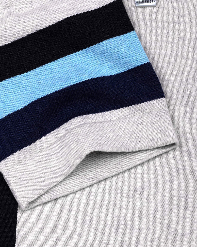 Kelvin Ivory Cream Melange Knitted Zipper Polo Designer T-Shirt