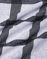 Zota White With Black Check Knitted Cotton Polo T-Shirt