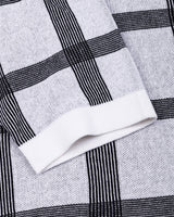 Zota White With Black Check Knitted Cotton Polo T-Shirt