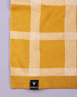 Zota Yellow With White Check Knitted Cotton Polo T-Shirt