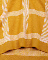 Zota Yellow With White Check Knitted Cotton Polo T-Shirt