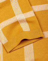 Zota Yellow With White Check Knitted Cotton Polo T-Shirt