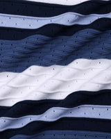 Frosty Blue Stripe Knitted Cotton Zipper Polo T-Shirt