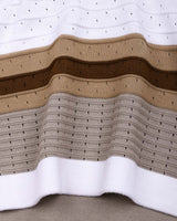 Frosty Cream Stripe Knitted Cotton Zipper Polo T-Shirt