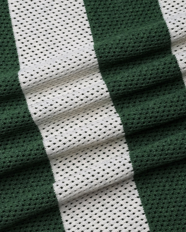 Jiron Green Knitted Cotton Zipper Polo T-Shirt