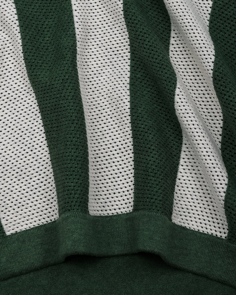 Jiron Green Knitted Cotton Zipper Polo T-Shirt