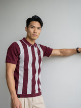 Jiron Maroon Knitted Cotton Zipper Polo T-Shirt