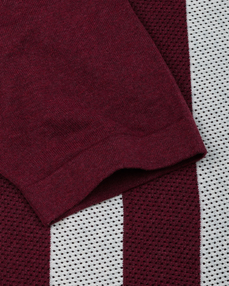 Jiron Maroon Knitted Cotton Zipper Polo T-Shirt