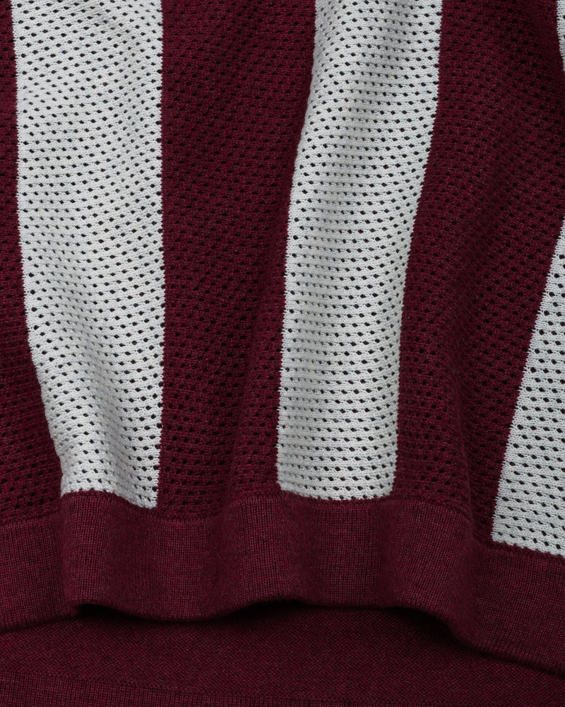 Jiron Maroon Knitted Cotton Zipper Polo T-Shirt