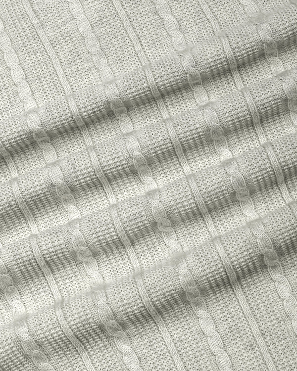 Venosa Cream Knitted Cotton Zipper Polo T-Shirt