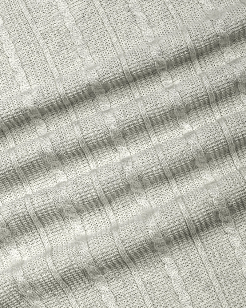 Venosa Cream Knitted Cotton Zipper Polo T-Shirt