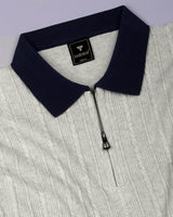 Venosa Cream Knitted Cotton Zipper Polo T-Shirt