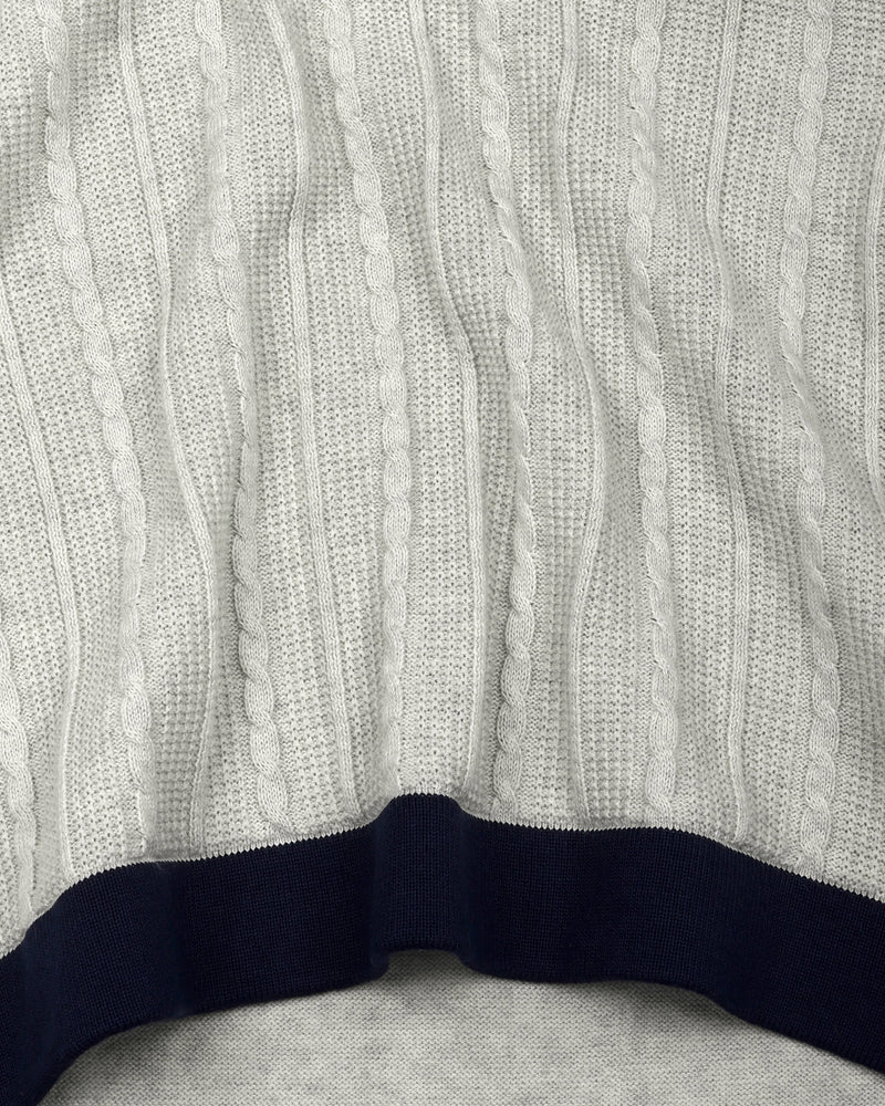 Venosa Cream Knitted Cotton Zipper Polo T-Shirt