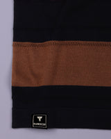 Mistral Black Multicolor Stripe Knitted Cotton Polo T-Shirt