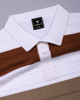 Mistral Brown Multicolor Stripe Knitted Cotton Polo T-Shirt