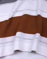 Mistral Brown Multicolor Stripe Knitted Cotton Polo T-Shirt